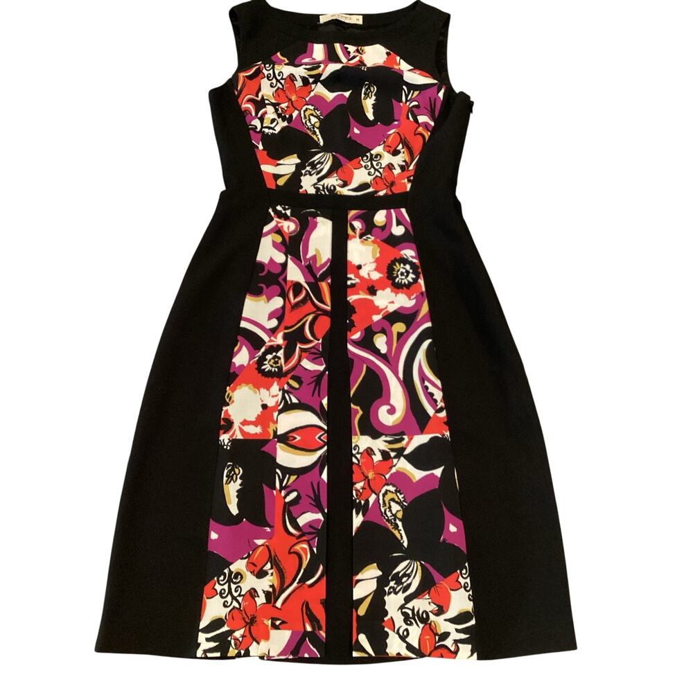 Etro abstract Paisley Print black colorful wool sleeveless dress size 38 US 2